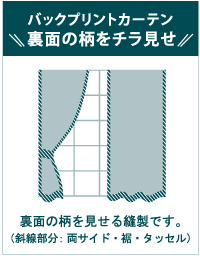 バックプリントカーテンの説明画像です。